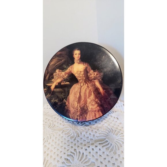 Victorian Style Round Music Box: Vintage Jewelry Storage - Picture 1 of 10